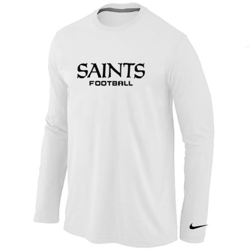 Nike New Orleans Saints Authentic Font Long Sleeve NFL T-Shirt - White